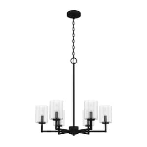 Kerrison 6-Light Natural Iron Island Chandelier with Clear Seeded Glass Shades