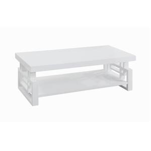 47 .25 in. High Glossy White Rectangle Wood Coffee Table with Lower Shelf