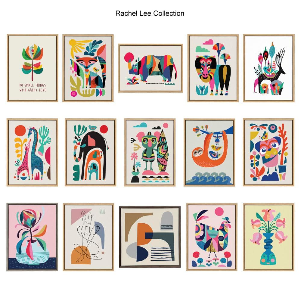 Colorful Abstract Seashells Canvas Print with Gray Frame, 18x24