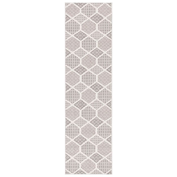 Global 2 ft. x 8 ft. Gray/Ivory High-Low Geometric Hexagon Runner Rug