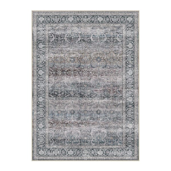 Holly Purple 9 ft. x 12 ft. Distressed Vintage Floral Area Rug