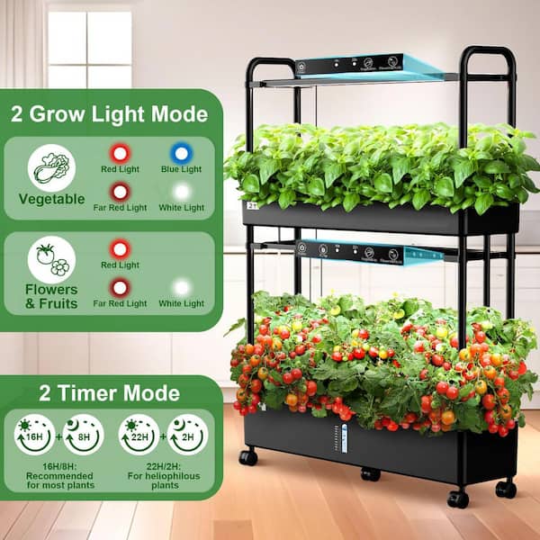 .N/A 60 Pod Vertical Hydroponic Garden Kit with 2 Light Modes, Auto Circulating Water System, 32L Indoor Gardening System