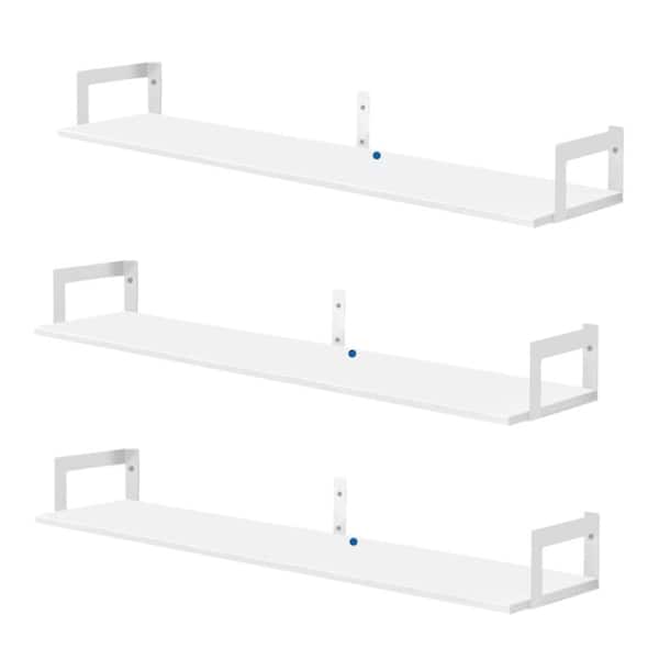 36 in. W x 8 in.D Large Floating Book Shelves for Wall Set of 3,Wood Hanging Bookshelves,Decorative Wall Shelf,White