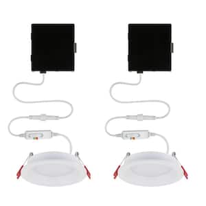 Slim Baffle 4 in. Color Selectable New Construction and Remodel Canless Recessed Integrated LED Kit (2-Pack)