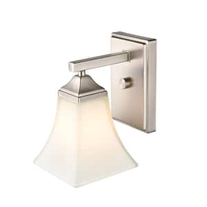 1-Light 5.5 in. Brushed Nickel Hardwired Sconce (1-Pack)