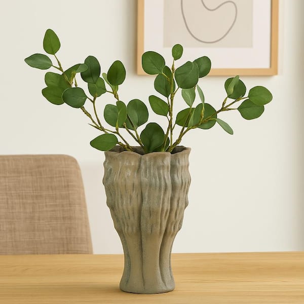 Modern 23 in. Green Ceramic Round Decorative Vase