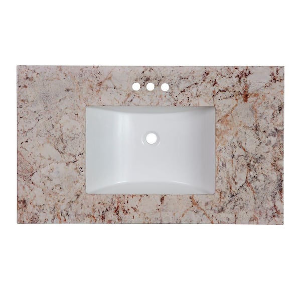 37 in. W x 22 in. D Stone Effects Vanity Top in Rustic Gold with White Sink 37 in. W x 22 in. D Stone Effects Vanity Top in Rustic Gold with White Sink