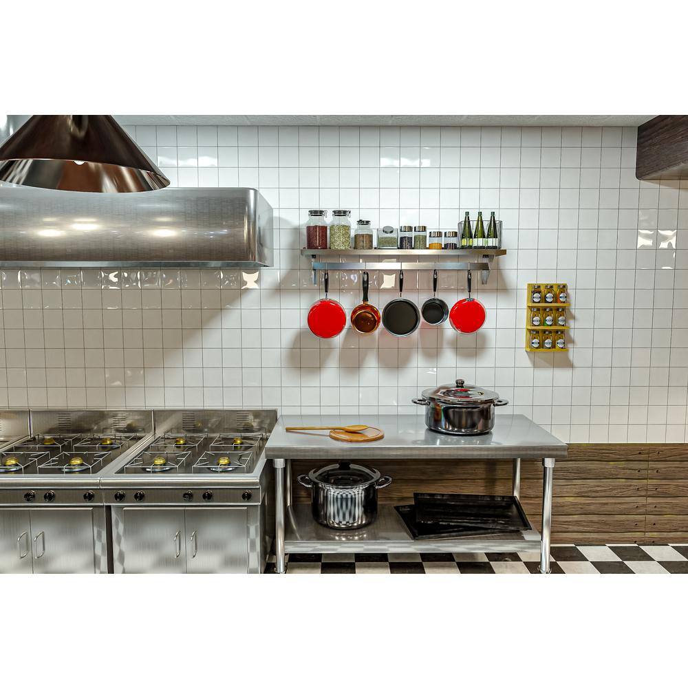 Heavy Duty Stainless Steel Wall Shelf with Pot Rack