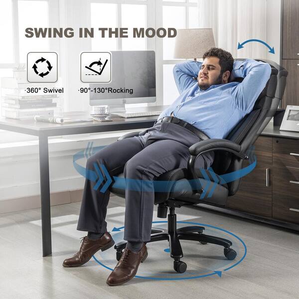 Eureka Ergonomic Mid-Back Desk Swing Chair with Armrests- Black