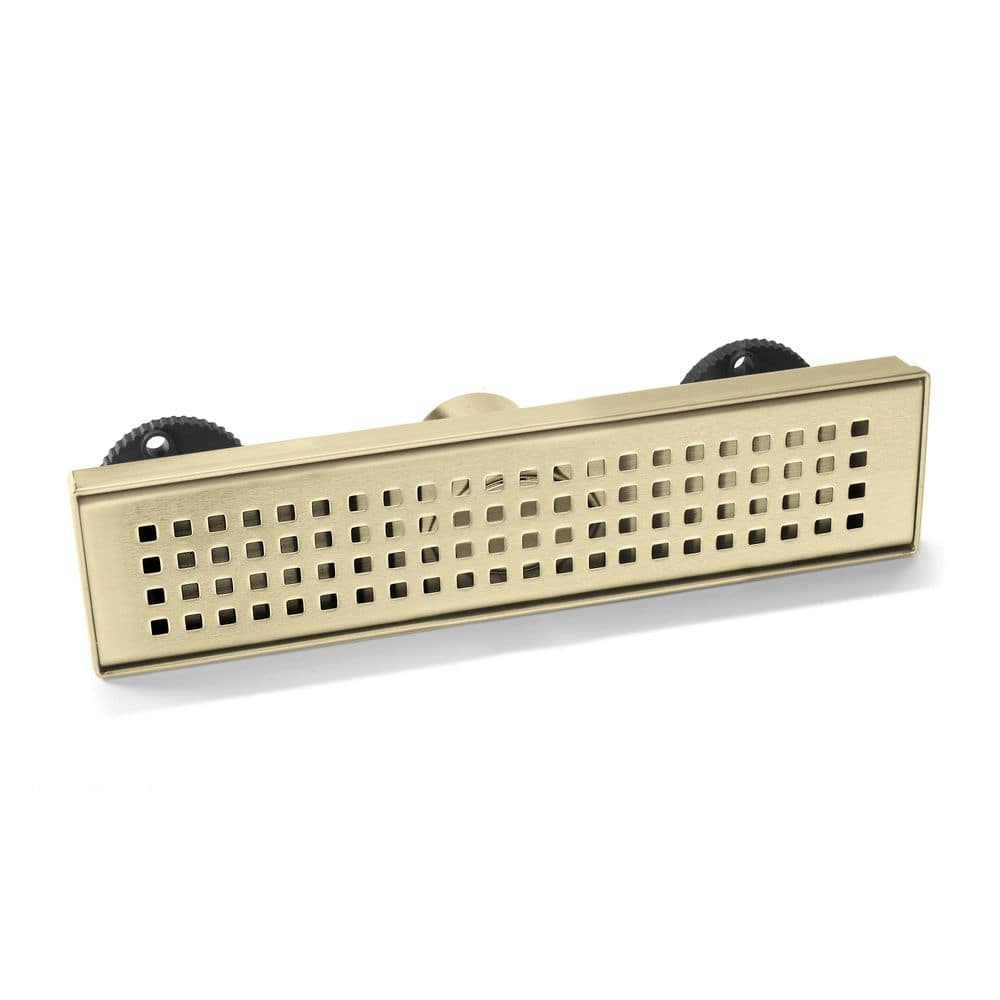 12 in. Linear Shower Drain with Removable Quadrato Pattern Grate, 304 Stainless Shower Drain in Brushed Gold price history on PriceWatchPro