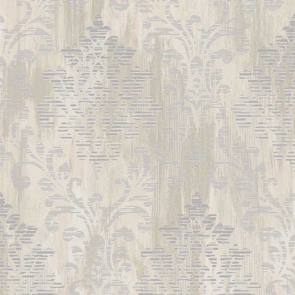 Metallic FX Silver Large Damask on Non-Woven Paper Wallpaper