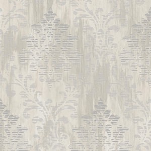 Metallic FX Silver Large Damask on Non-Woven Paper Wallpaper