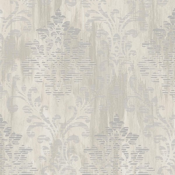 Unbranded Metallic FX Silver Large Damask on Non-Woven Paper Wallpaper