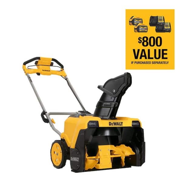 DEWALT - 60-Volt 21 in. Maximum Cordless Electric Single Stage Snow Blower with Two 4.0 Ah FLEXVOLT Batteries and 2 Chargers