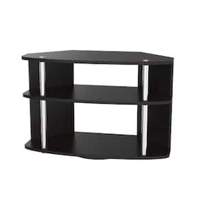 Designs2Go 16 in. Black Wood TV Stand 30 in. with Built-In Storage