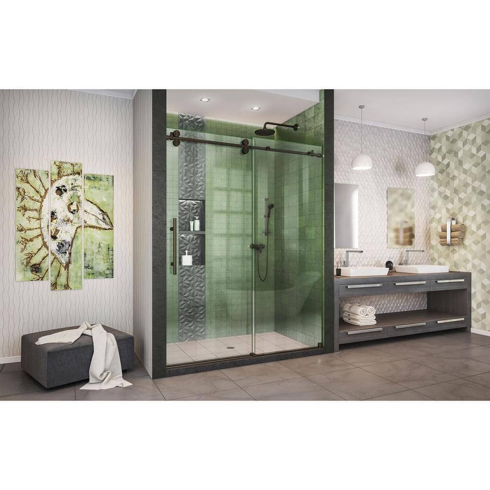 Enigma-XO Frameless Sliding Shower Door with Polished Stainless Steel Hardware