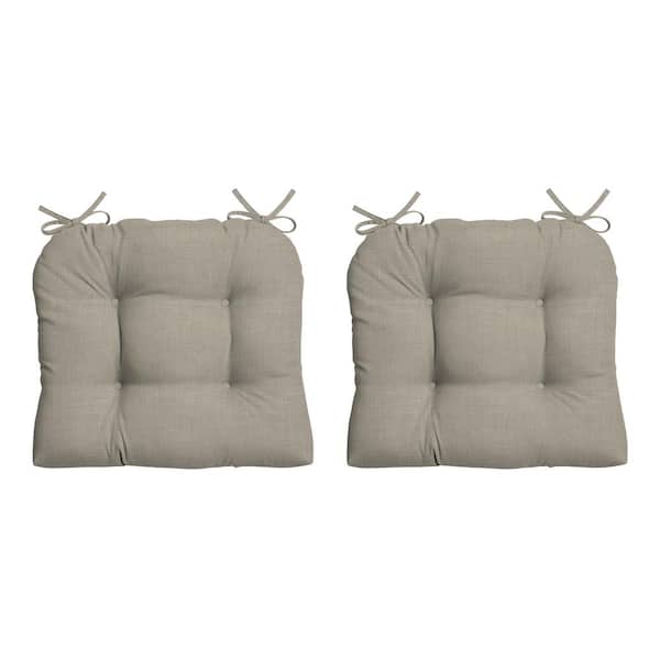 ARDEN SELECTIONS Earth Fiber Outdoor Wicker Chair Seat Cushion, Fade Resistant Sandbar Taupe Texture (2-Pack)