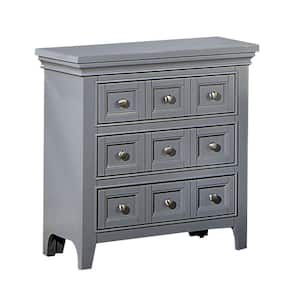 Gray 3-Drawer 26 in. Wooden Nightstand