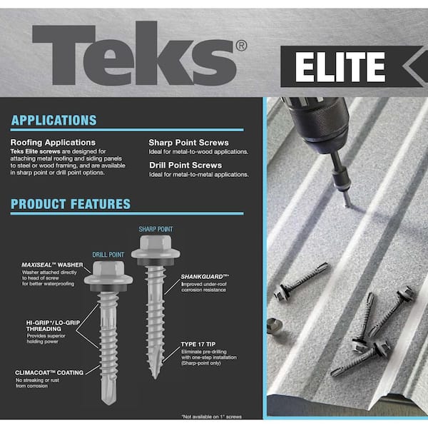 Teks #12 x 1 in. Steel External Hex Head Washer Drill Point Elite