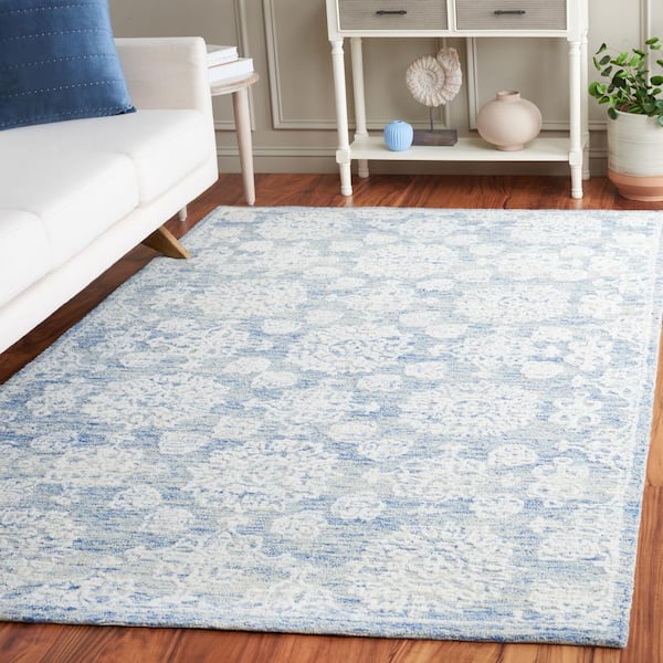 Ebony Ivory/Blue Doormat 3 ft. x 5 ft. Floral Area Rug