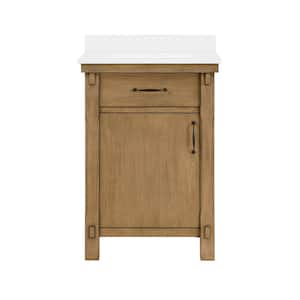 Bellington 24 in. W x 22 in. D x 34.5 in. H Bath Vanity in Almond Toffee with White Engineered Stone Top