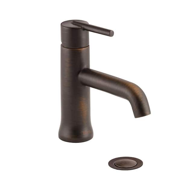 Delta Trinsic Single Hole Single-Handle Bathroom Faucet with Metal Drain Assembly in Venetian Bronze
