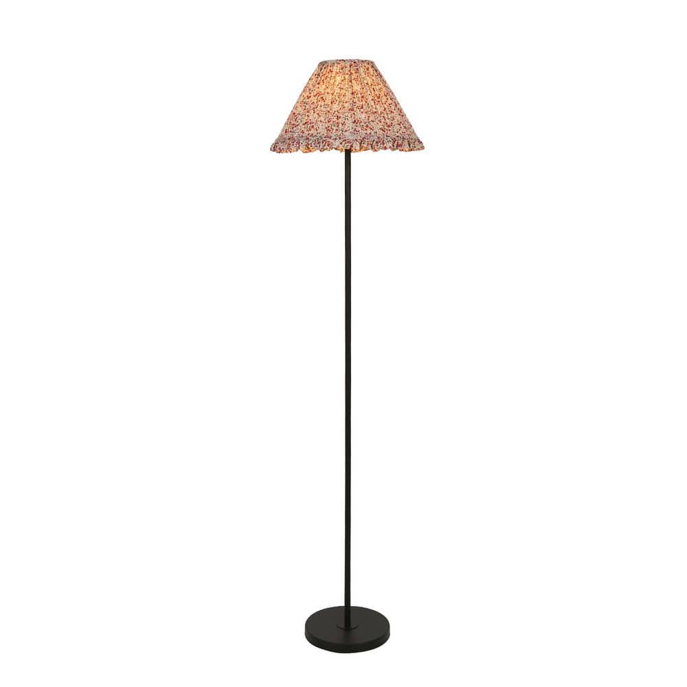 59.1 in. 1‑Light Vintage Cottage Painted Brown Standard Floor Lamp with Small Floral Print-Fabric Shade for Living Room price history on PriceWatchPro