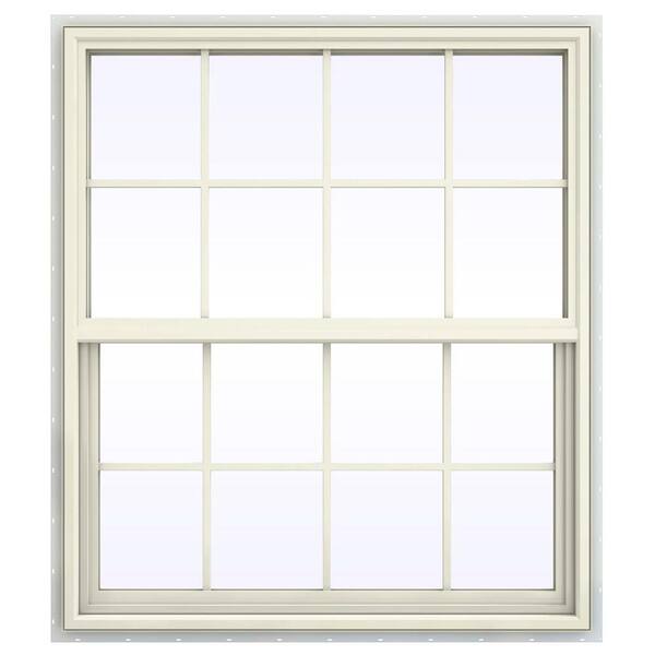 JELD-WEN 41.5 in. x 41.5 in. V-4500 Series Single Hung Vinyl Window with Grids - Yellow