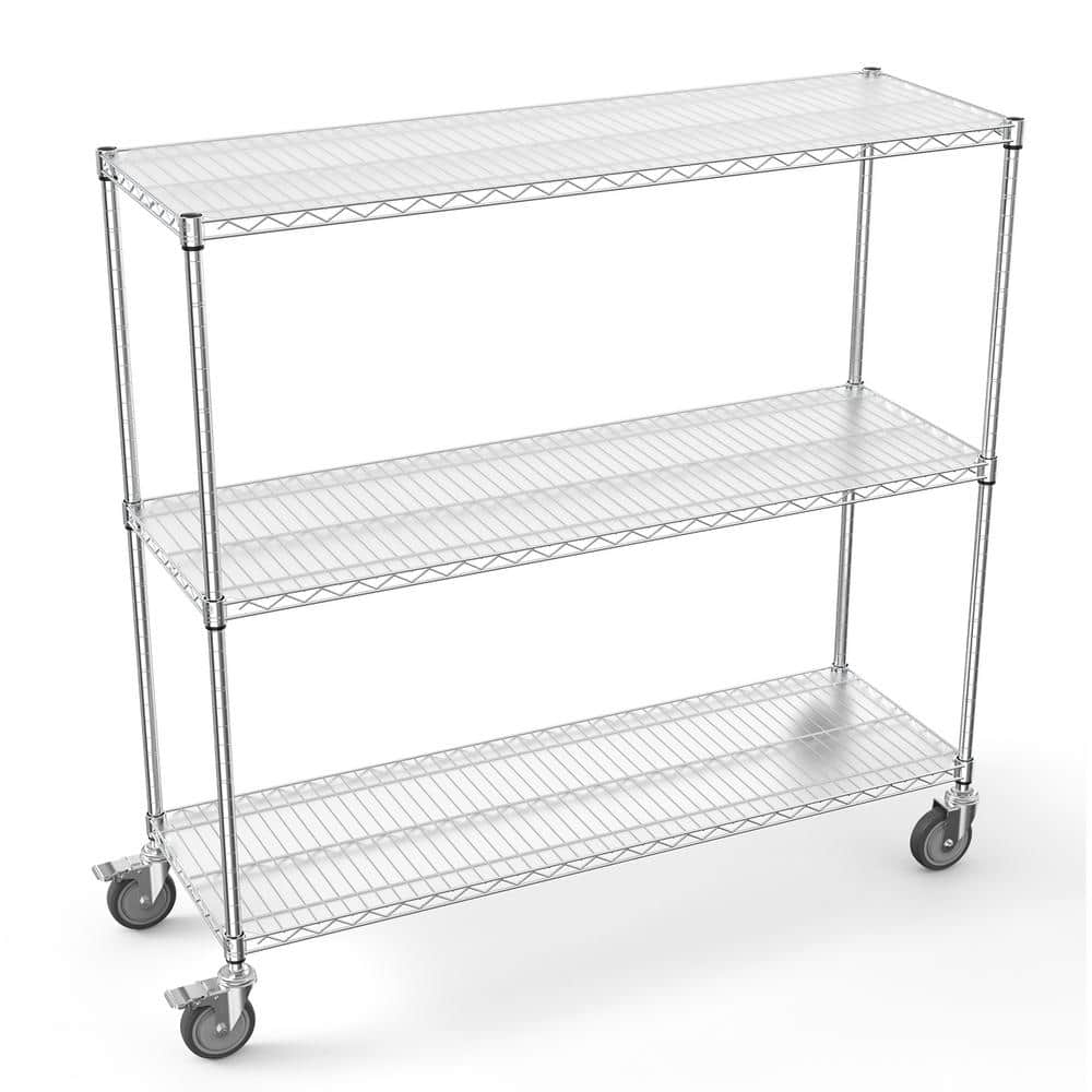 3-Tier Commercial Grade Heavy Duty Metal Shelf (18 in W x 54 in H x 48 in D