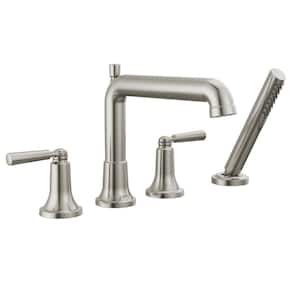 Saylor 2-Handle Deck Mount Roman Tub Faucet Trim Kit with Hand Shower in Stainless (Valve Not Included)