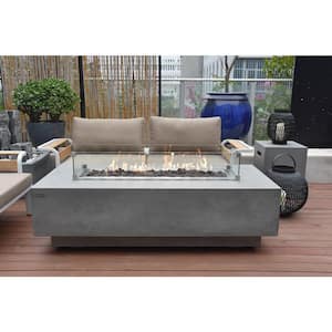 Granville 60 in. x 27 in. x 17 in. Rectangle Concrete Propane Fire Pit Table in Light Gray