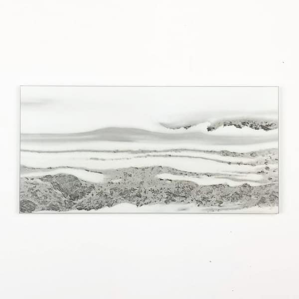 ABOLOS Nature Calacatta Gold 4 in. x 8 in. Marble Look Glass Subway Wall Tile Sample (0.892 sq.ft./Case)