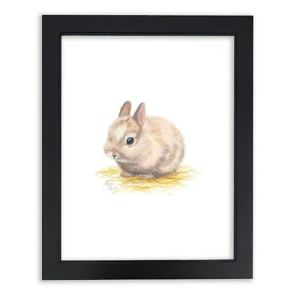 Unbranded Barnyard Littles "Bunny" by Alyssa Lewis Individual Black Framed Animal Art Print 20 in. x 16 in.
