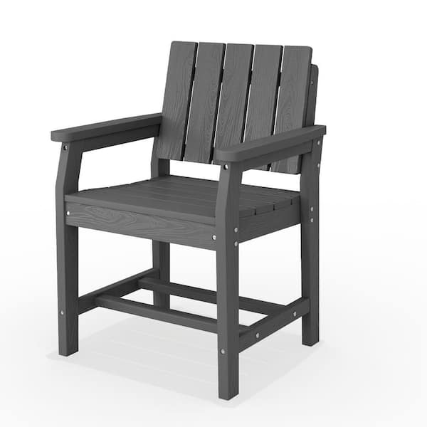 All-Weather HDPE Outdoor Dining Chair-Durable, Fade-Resistant, and Easy-Care Patio Seating in Dark Gray
