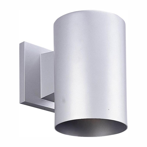 Progress Lighting Cylinder Collection 5" Metallic Gray Modern Outdoor LED Wall Lantern Light