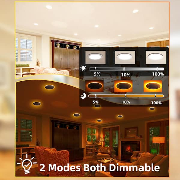 Honbei 6-Pack 6 in. Night Light 60-Watt Equivalent Recessed LED