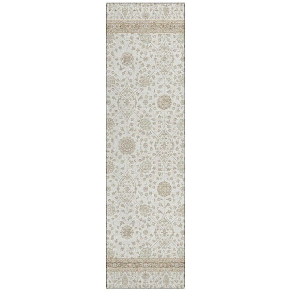 Chantille Machine Washable Indoor/Outdoor Abstract ACN3047 Ivory 2 ft. x 7 ft. Runner Rug
