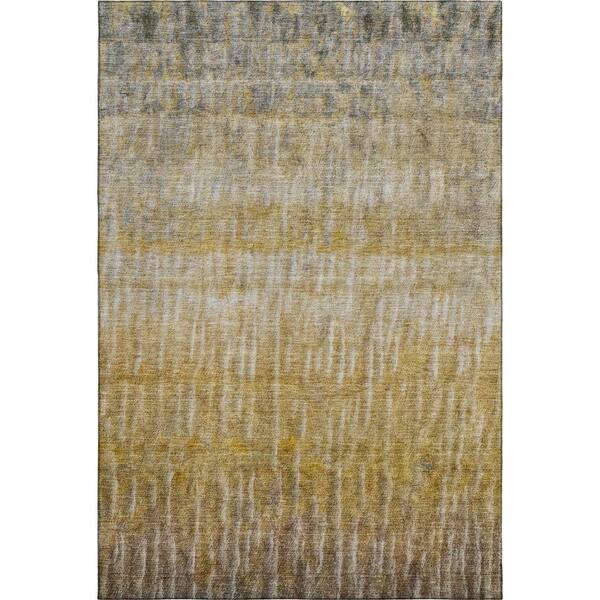 Mayfield Premium Machine Washable Abstract AMF2317 Gold 3 ft. x 5 ft. Area Rug