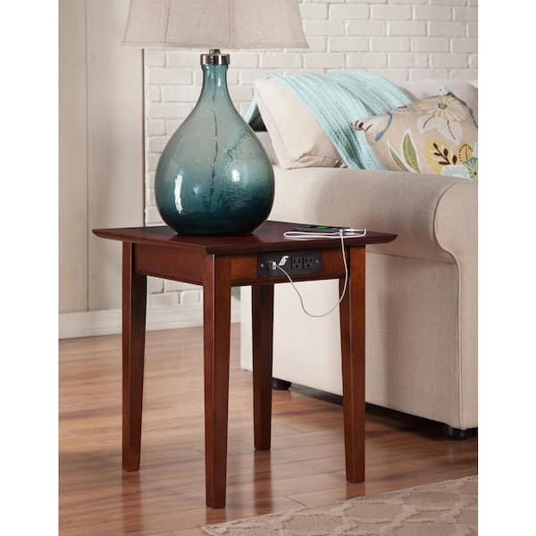 AFI Shaker Walnut End Table with Charging Station