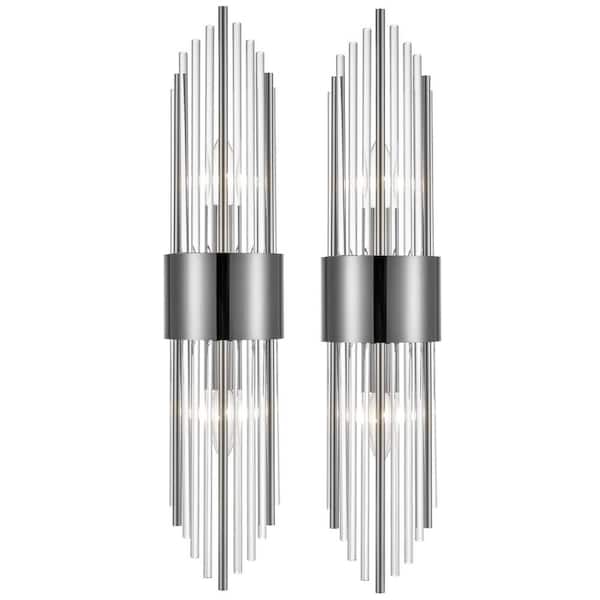 CLAXY 11.25 in. 2-Light Black Modern Wall Sconce with Standard Shade