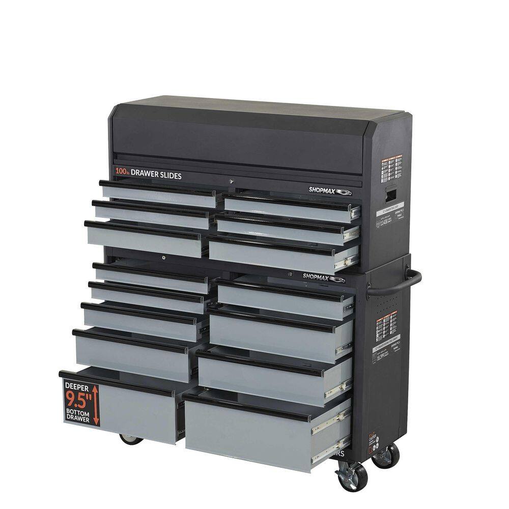 52" Black Steel 17-Drawer Rolling Tool Chest and Cabinet