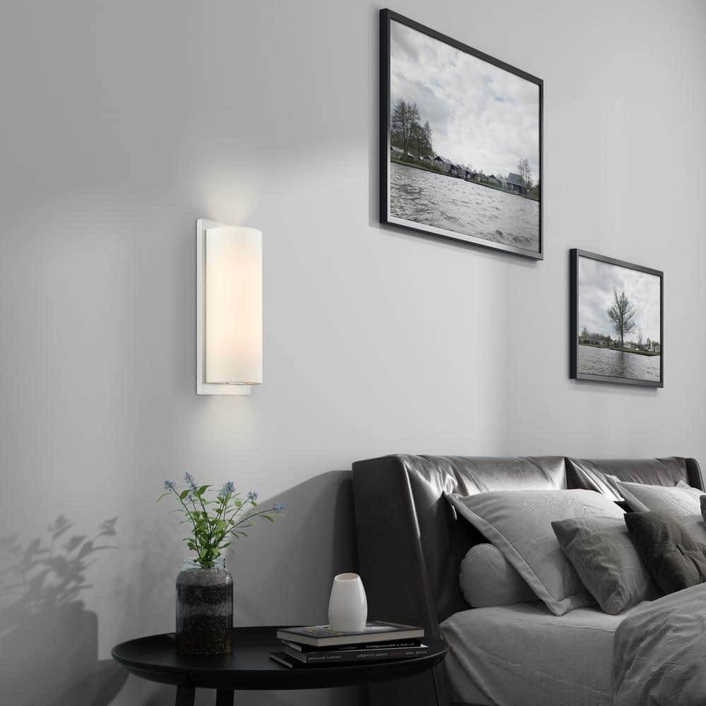 Brushed Nickel 2-Light Sconce with Off-White Fabric Shade