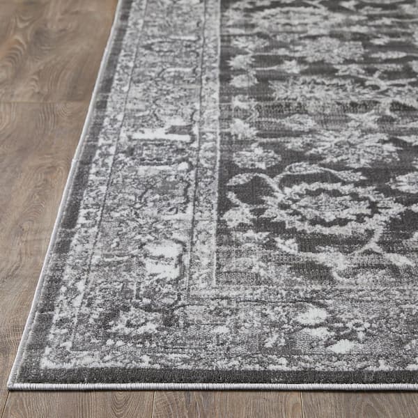 Rhane Vaild Gray 9 ft. 10 in. x 12 ft. 10 in. Oriental Polypropylene Area Rug