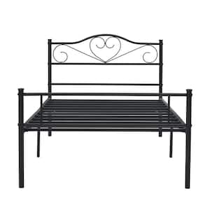 Twin size Bed Frame with Headboard, No Box Spring Needed, 39 in. W, Heavy Duty Steel Support for Teens Adults, Black