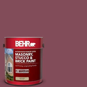 1 gal. #PPU1-15 So Merlot Satin Interior/Exterior Masonry, Stucco and Brick Paint