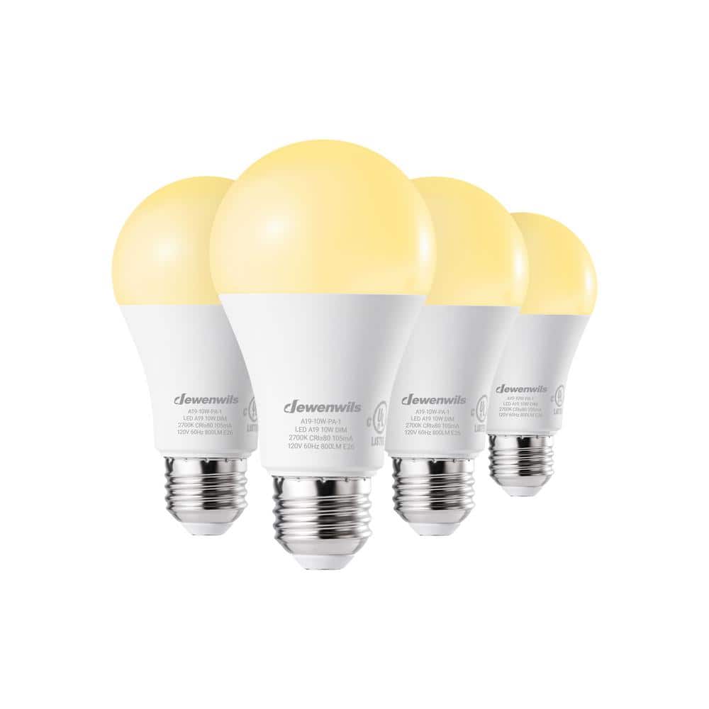 Dimmable Soft White LED A19 Light Bulbs, 4-Pack