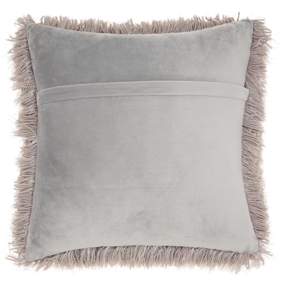 Light Grey Rectangular Shag Decorative Throw Pillow Set