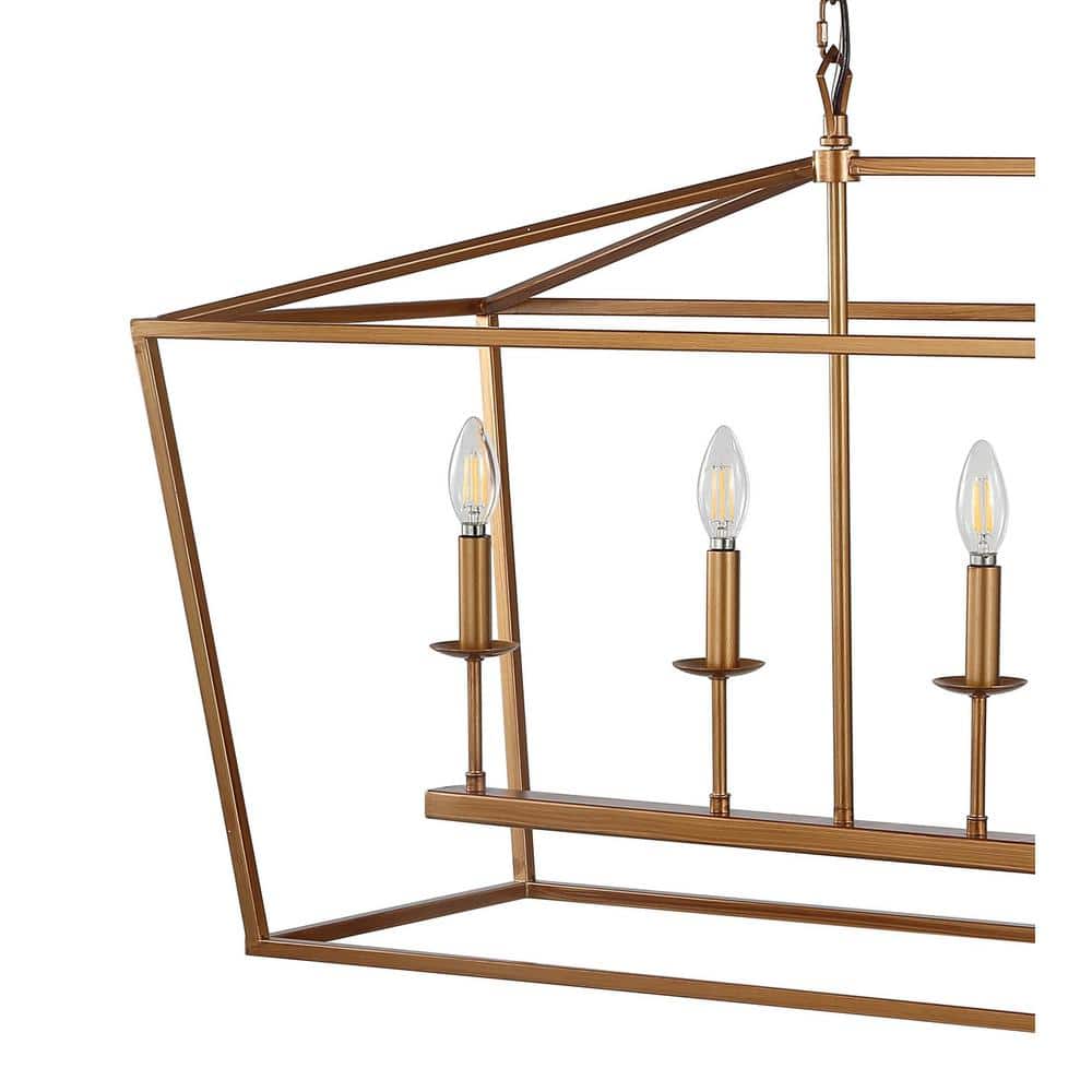 Pagoda 49" Antique Gold Lantern LED Pendant with Adjustable Chain