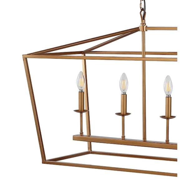JONATHAN Y Pagoda 49 in. 6 Bulb Antique Gold Farmhouse Lantern
