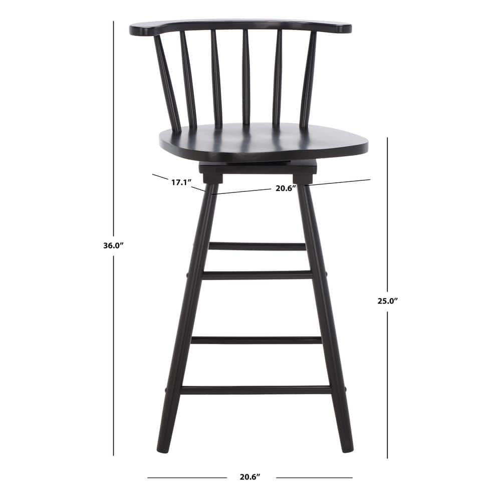 Black Swivel Backless Wood and Metal Counter Stool